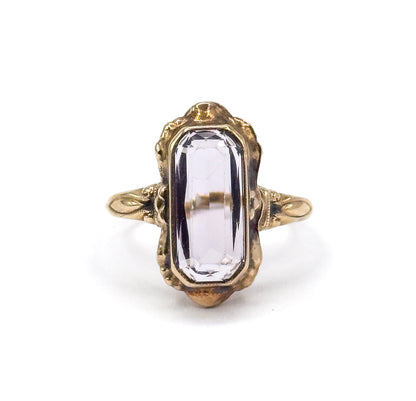 Antique Step Cut Purple amethyst Ring in 10K Gold