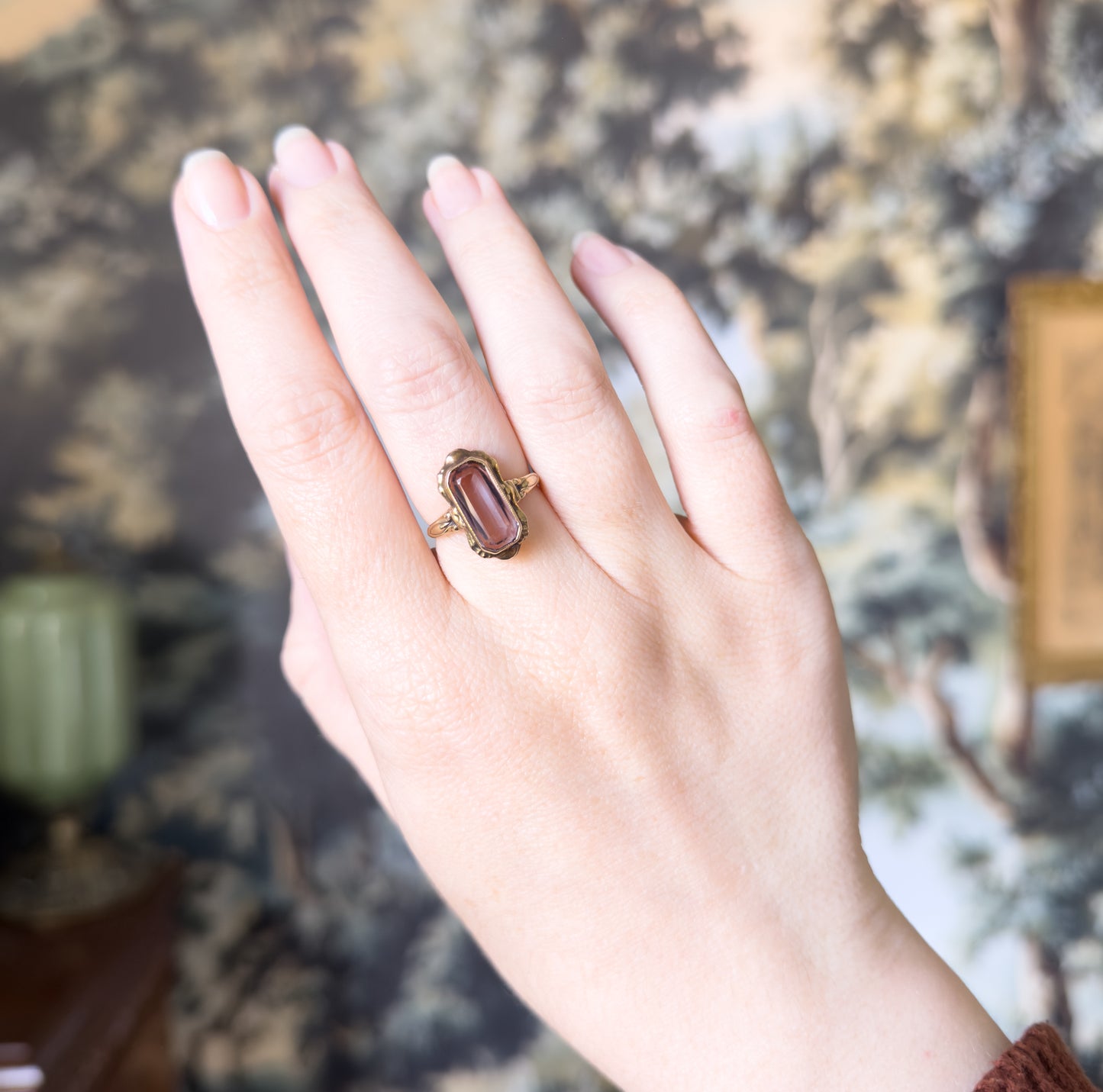 Antique Step Cut Purple amethyst Ring in 10K Gold