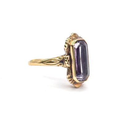 Antique Step Cut Purple amethyst Ring in 10K Gold