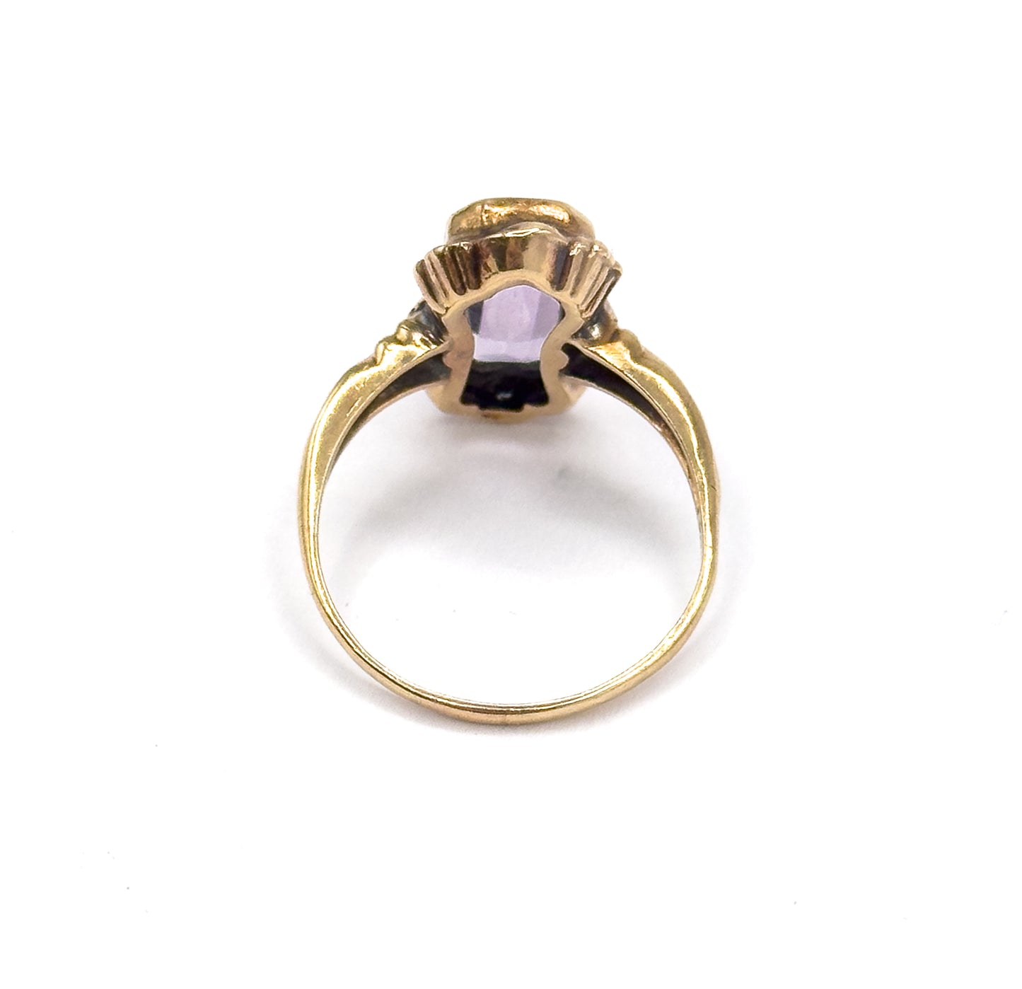 Antique Step Cut Purple amethyst Ring in 10K Gold