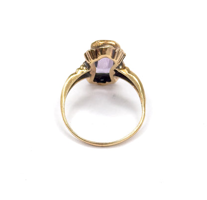 Antique Step Cut Purple amethyst Ring in 10K Gold