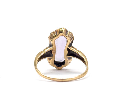 Antique Step Cut Purple amethyst Ring in 10K Gold
