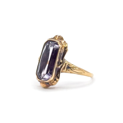 Antique Step Cut Purple amethyst Ring in 10K Gold