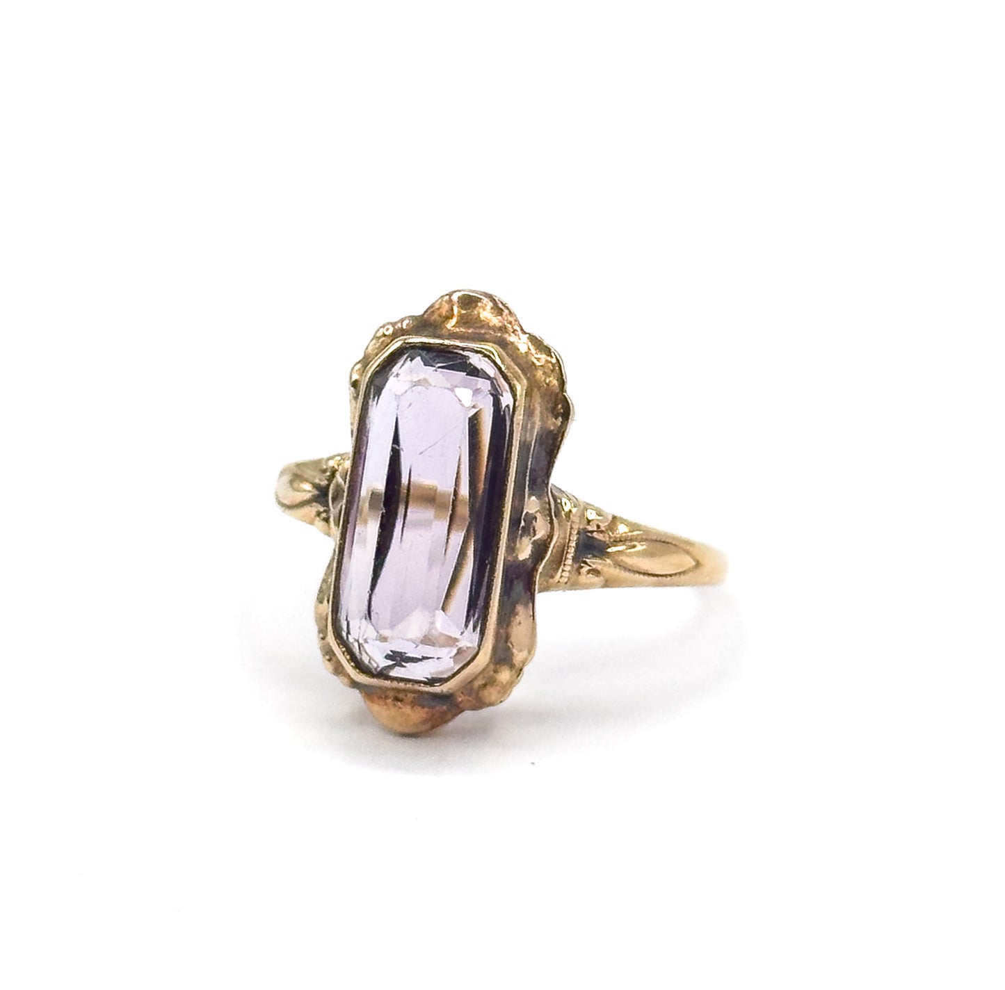 Antique Step Cut Purple amethyst Ring in 10K Gold