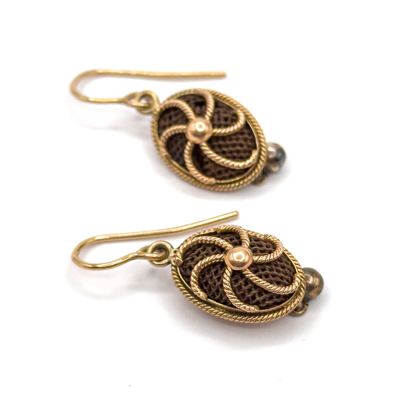 Victorian Woven Hair Work Sentimental Earrings