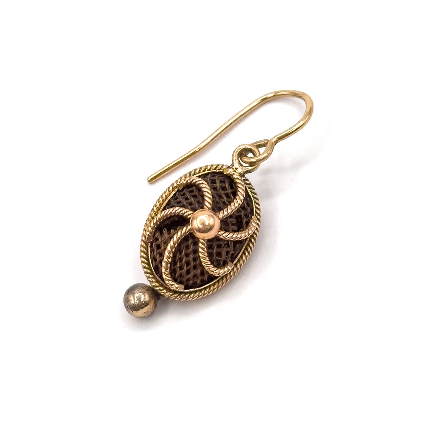 Victorian Woven Hair Work Sentimental Earrings