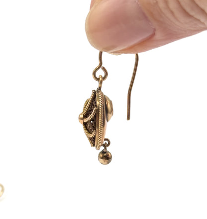 Victorian Woven Hair Work Sentimental Earrings