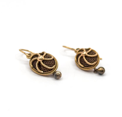 Victorian Woven Hair Work Sentimental Earrings