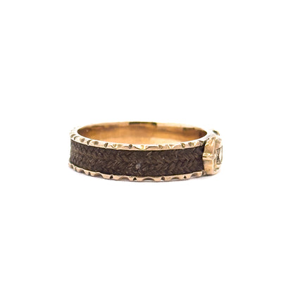 Victorian Hairwork Mourning Ring in 9K Gold