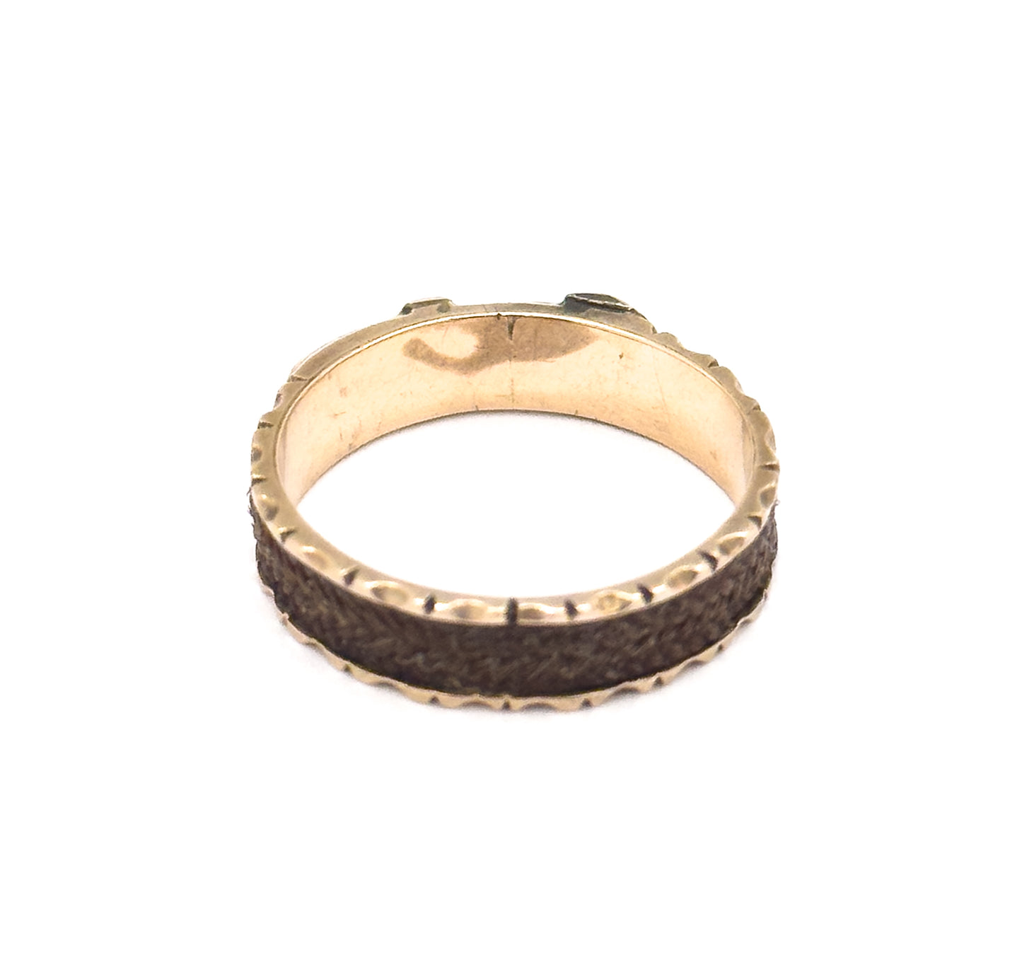 Victorian Hairwork Mourning Ring in 9K Gold