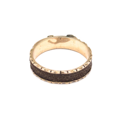 Victorian Hairwork Mourning Ring in 9K Gold
