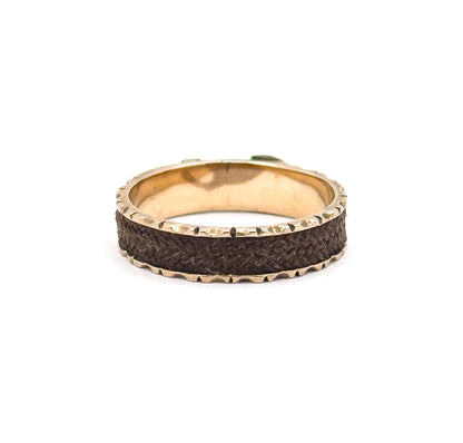 Victorian Hairwork Mourning Ring in 9K Gold