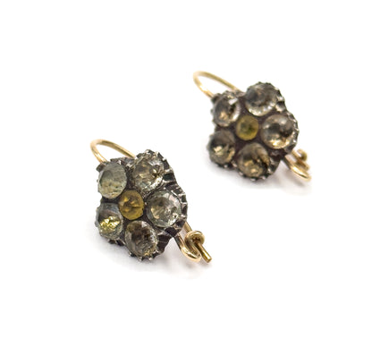Georgian Paste Flower Conversion Earrings in Silver