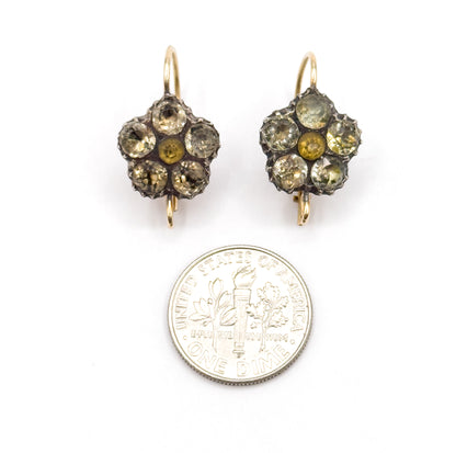 Georgian Paste Flower Conversion Earrings in Silver