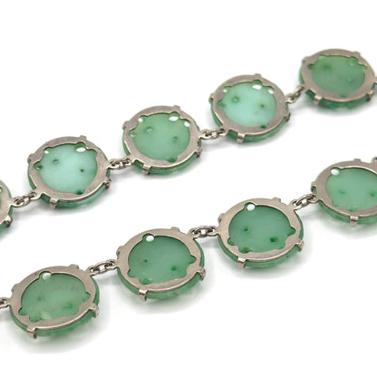 Art Deco Molded Glass Station Necklace in Sterling Silver