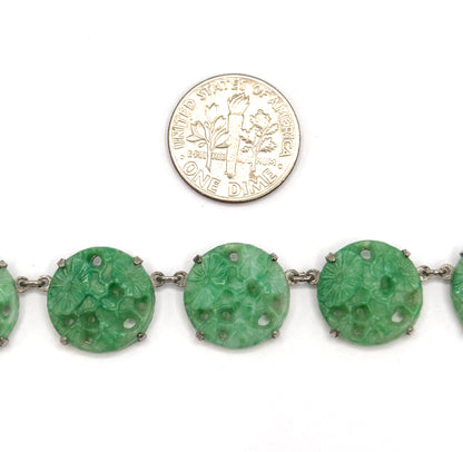 Art Deco Molded Glass Station Necklace in Sterling Silver