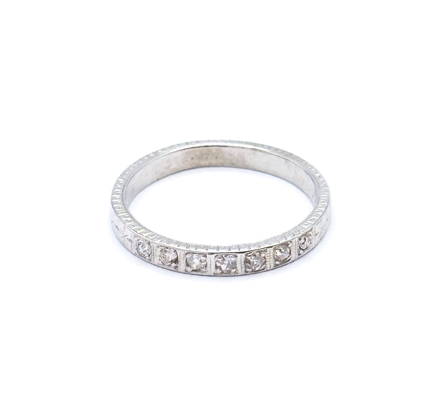 Art Deco Diamond Band in 16K White Gold