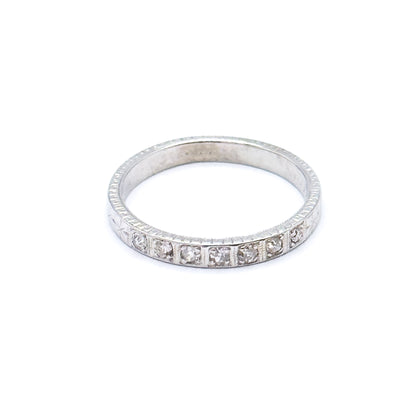 Art Deco Diamond Band in 16K White Gold