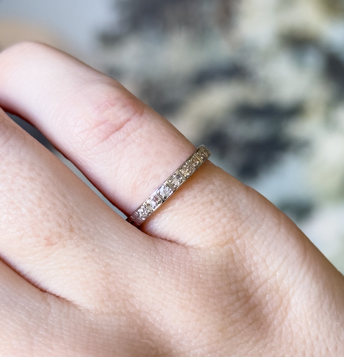 Art Deco Diamond Band in 16K White Gold