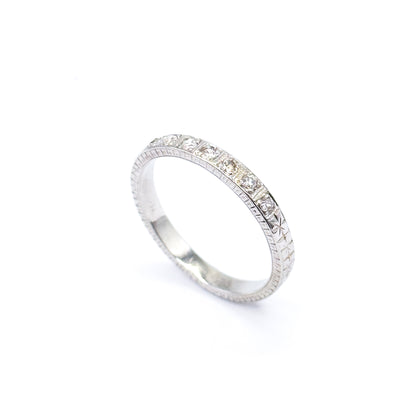 Art Deco Diamond Band in 16K White Gold