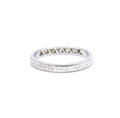 Art Deco Diamond Band in 16K White Gold