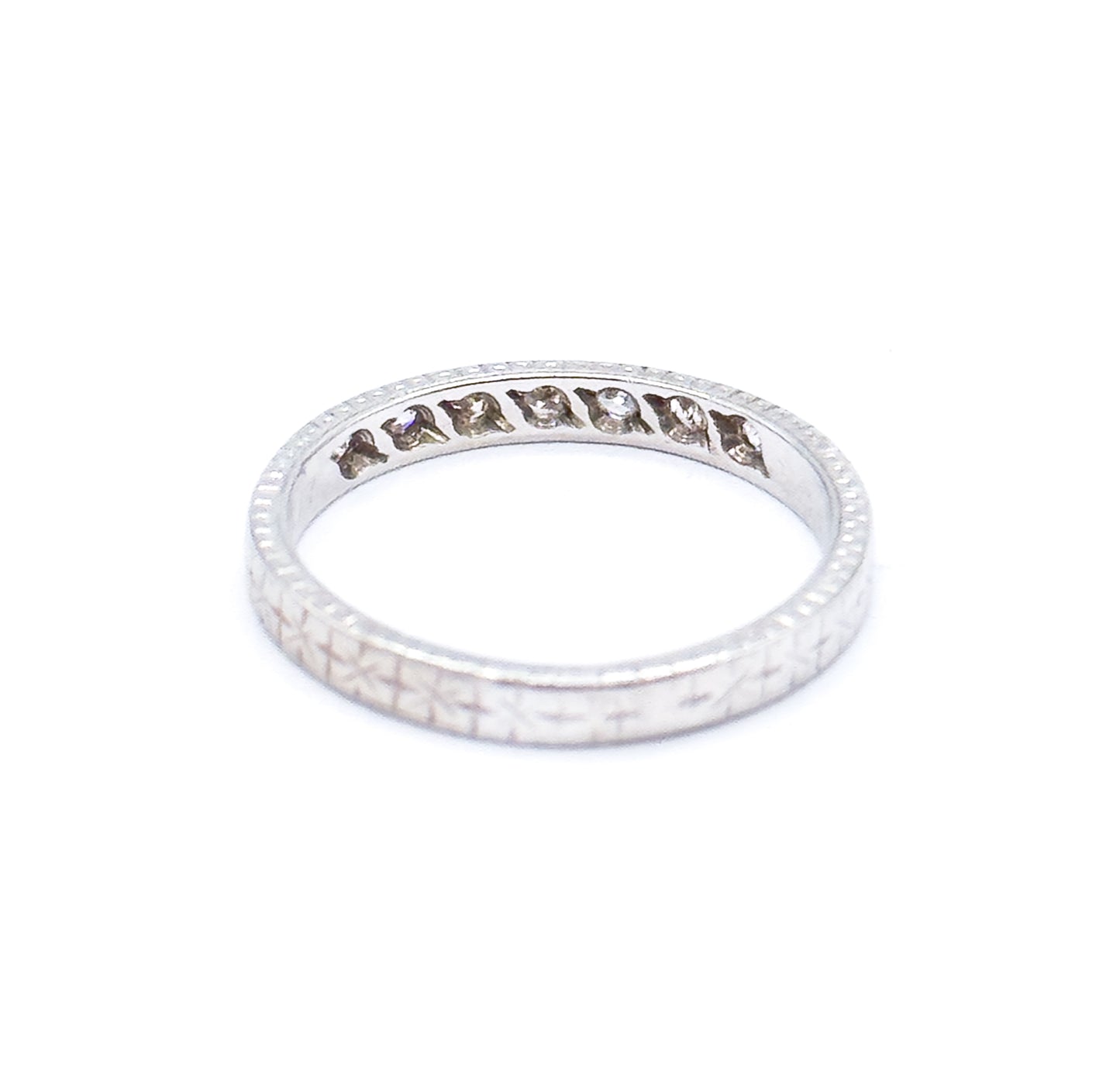 Art Deco Diamond Band in 16K White Gold