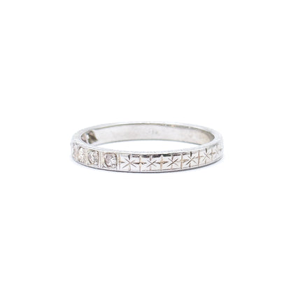 Art Deco Diamond Band in 16K White Gold