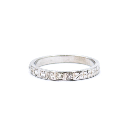 Art Deco Diamond Band in 16K White Gold