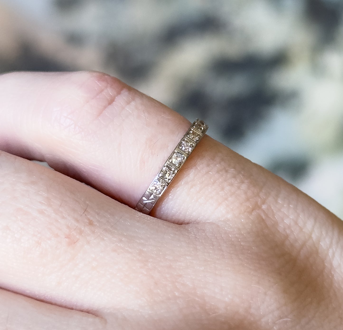 Art Deco Diamond Band in 16K White Gold