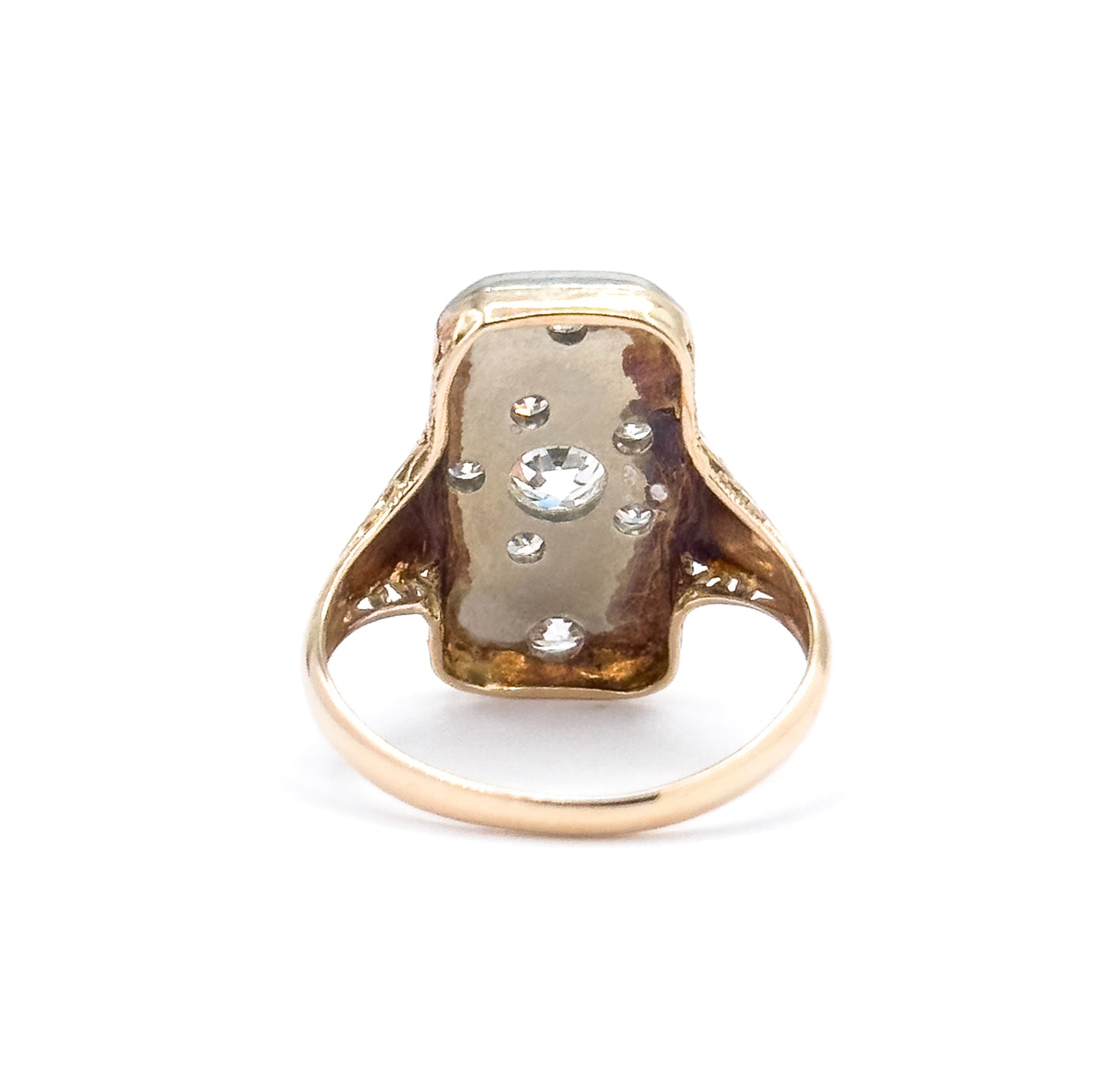 Art Deco Old European Diamond Ring in 14K in Platinum Topped Gold