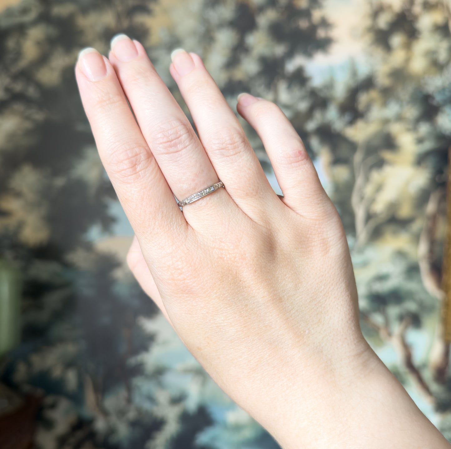 Edwardian Diamond Eternity Band in 18K White Gold