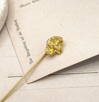 Antique Gold Nugget Stick Pin Vintage Nugget Pin in 14K Gold