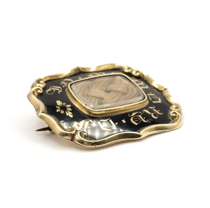 Victorian Woven Hair Memorial Brooch in Yellow Gold
