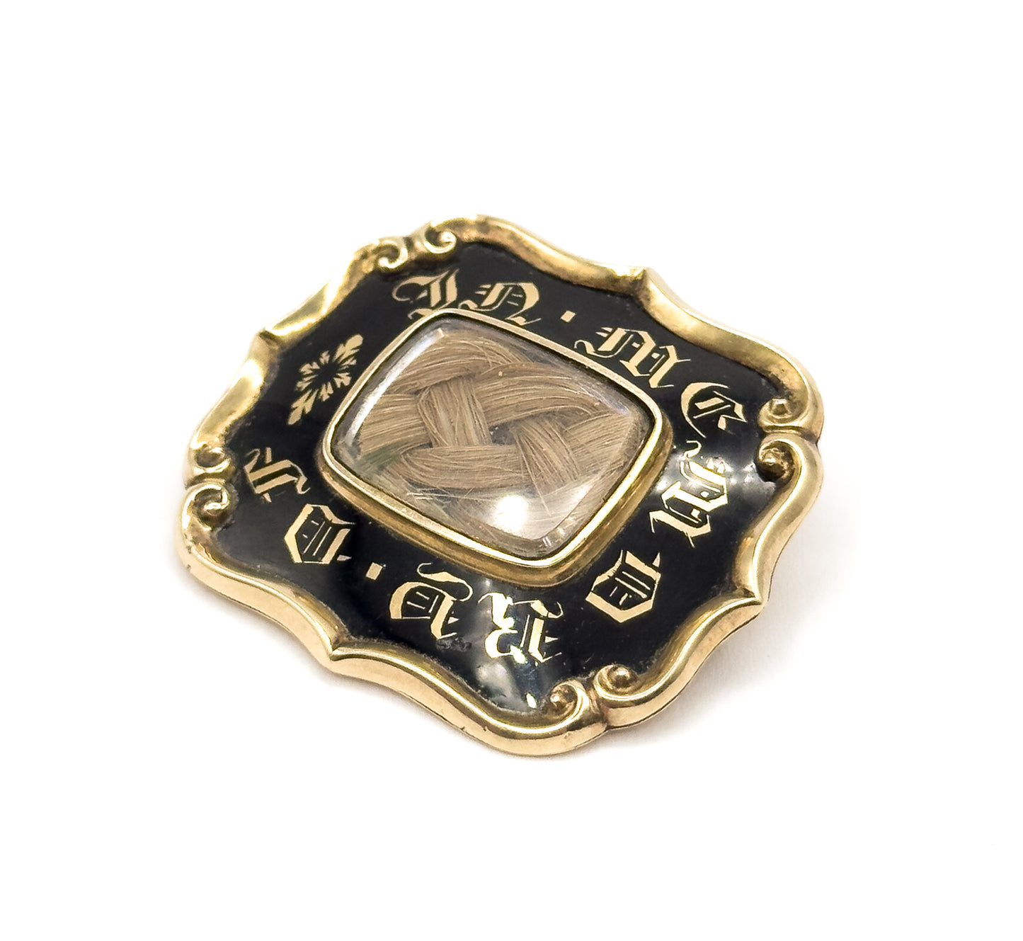Victorian Woven Hair Memorial Brooch in Yellow Gold