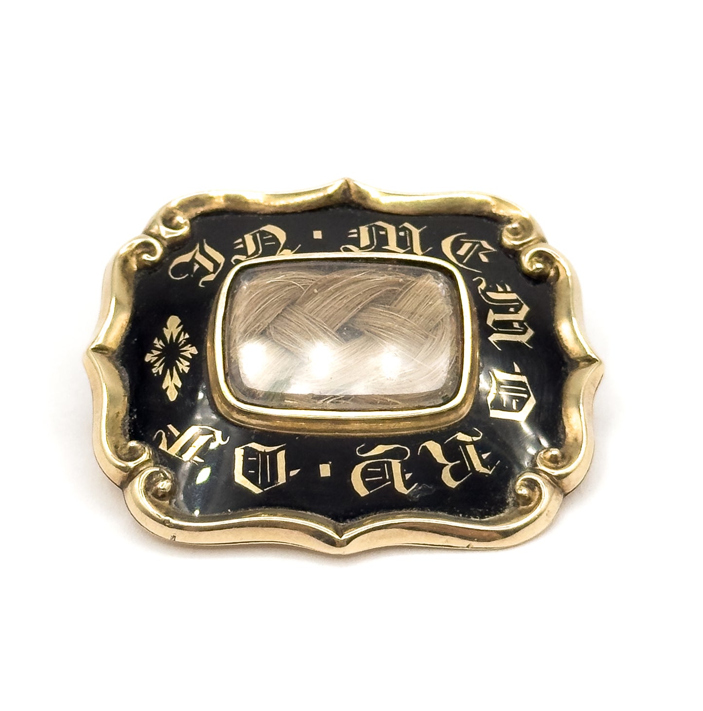 Victorian Woven Hair Memorial Brooch in Yellow Gold