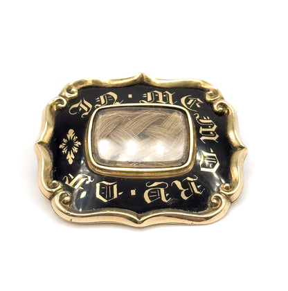 Victorian Woven Hair Memorial Brooch in Yellow Gold