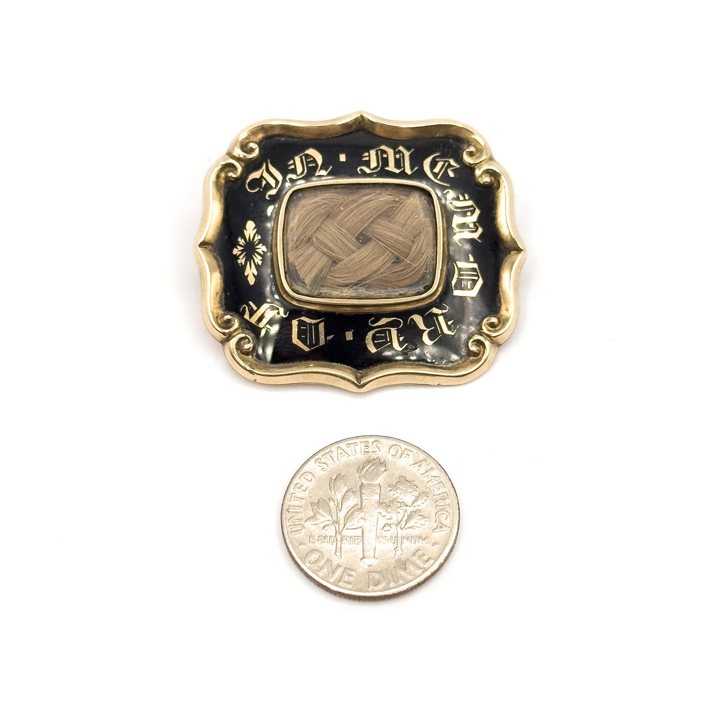Victorian Woven Hair Memorial Brooch in Yellow Gold