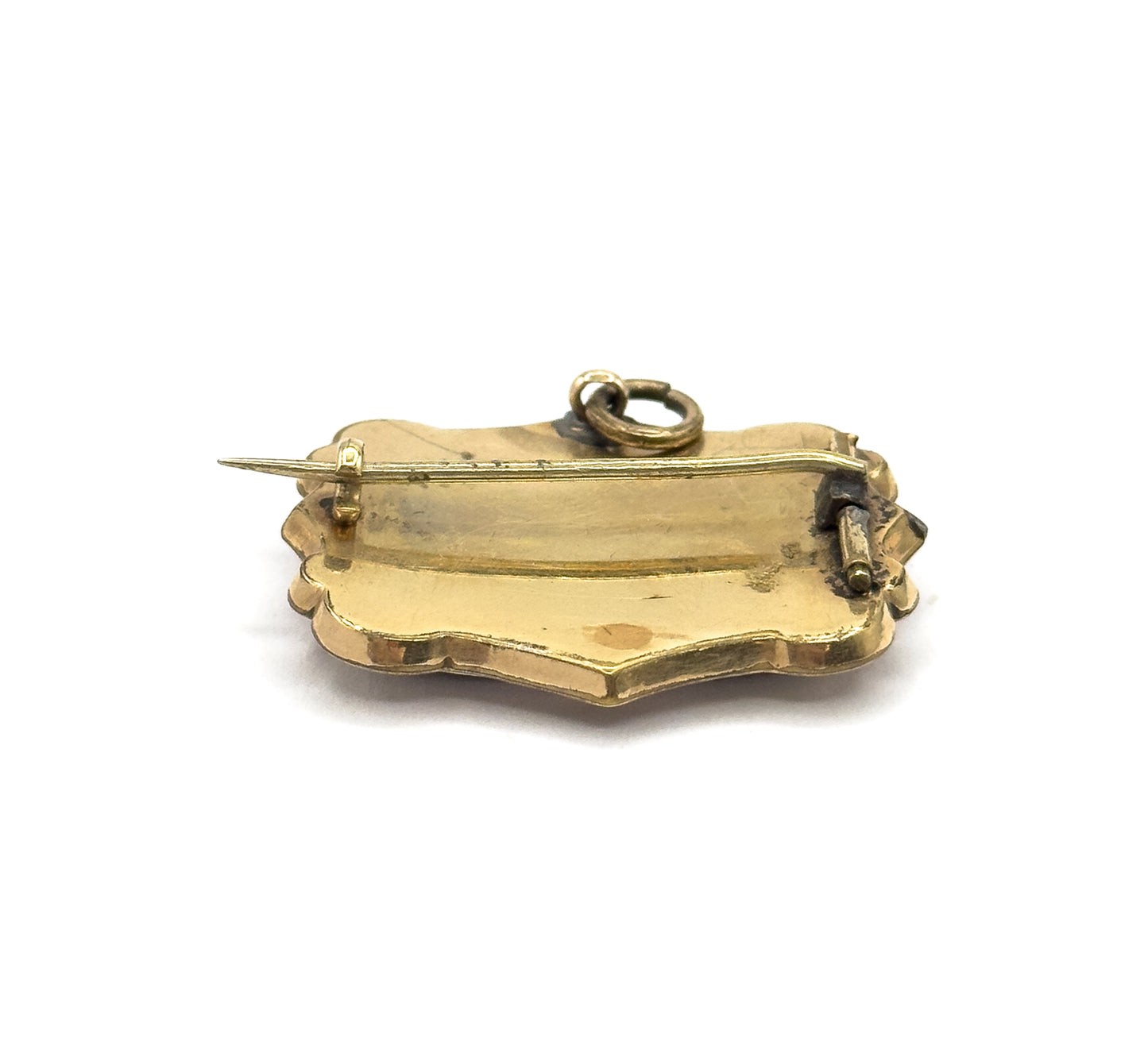 Victorian Mourning Hair Brooch in Gold Fill