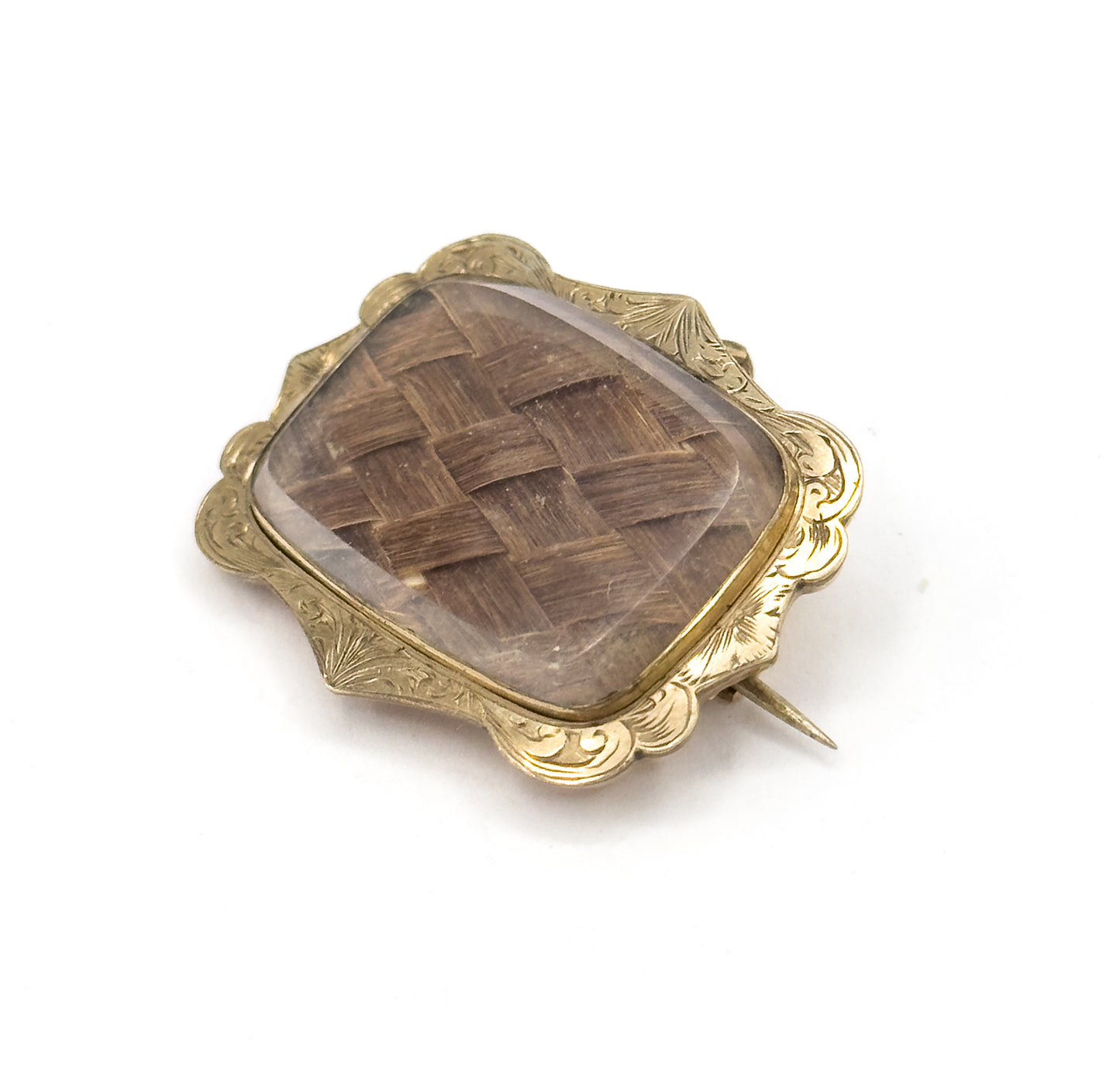 Victorian Mourning Hair Brooch in Gold Fill