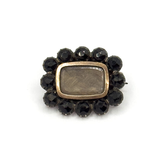 Late 20th Century “French Jet” Brooch in Gold Plated Metal