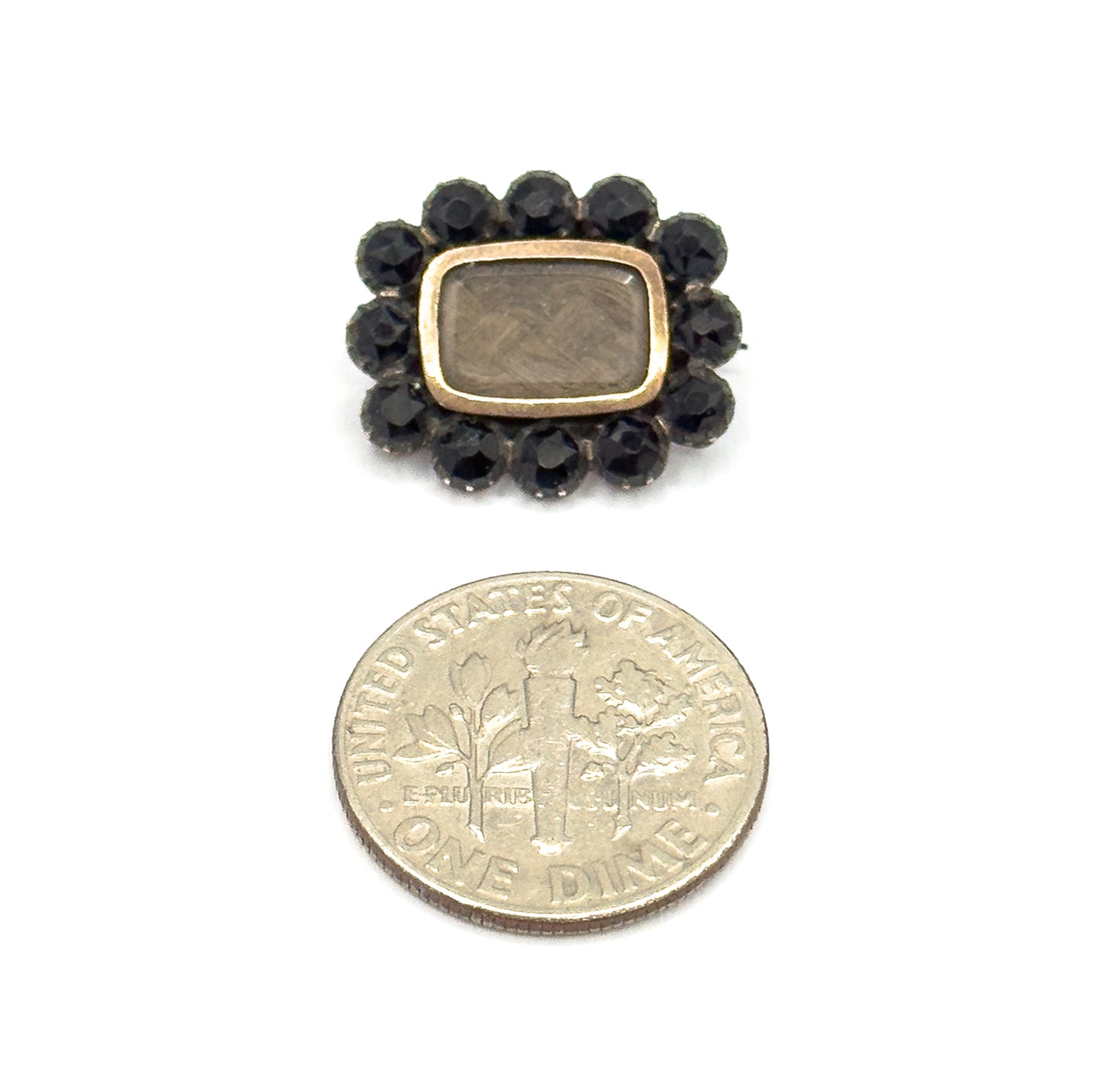 Late 20th Century “French Jet” Brooch in Gold Plated Metal