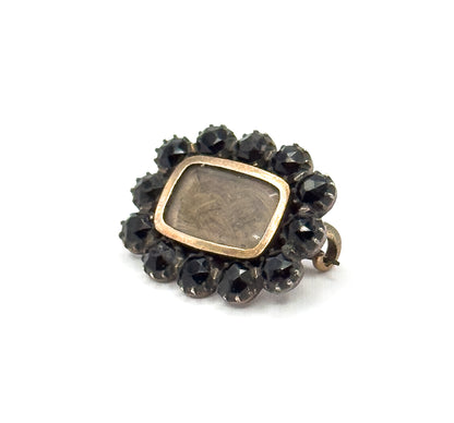 Late 20th Century “French Jet” Brooch in Gold Plated Metal