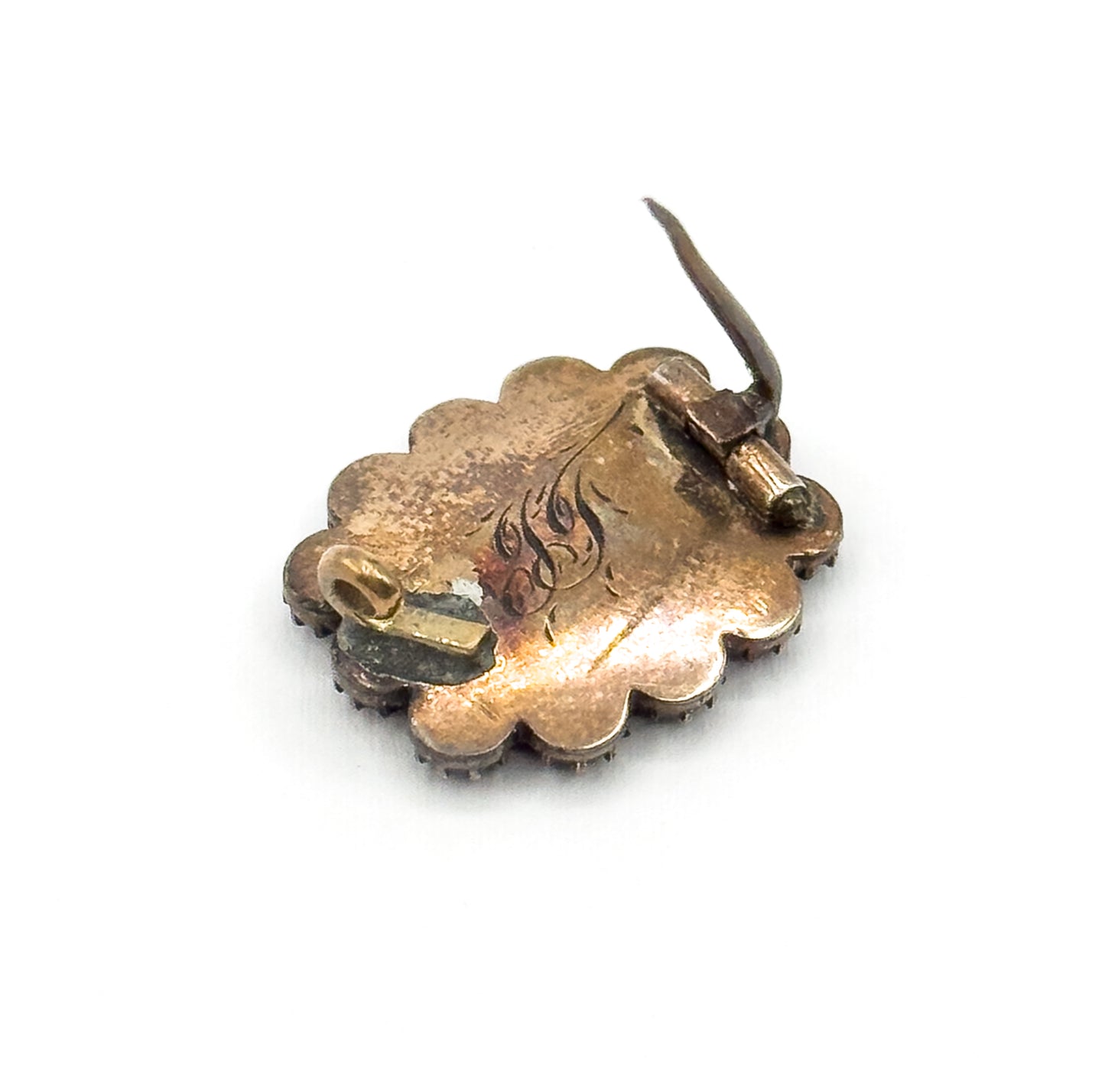 Late 20th Century “French Jet” Brooch in Gold Plated Metal
