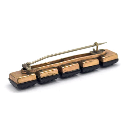 Victorian Crepe Stone Bar Brooch Mourning Jewelry