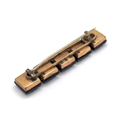 Victorian Crepe Stone Bar Brooch Mourning Jewelry