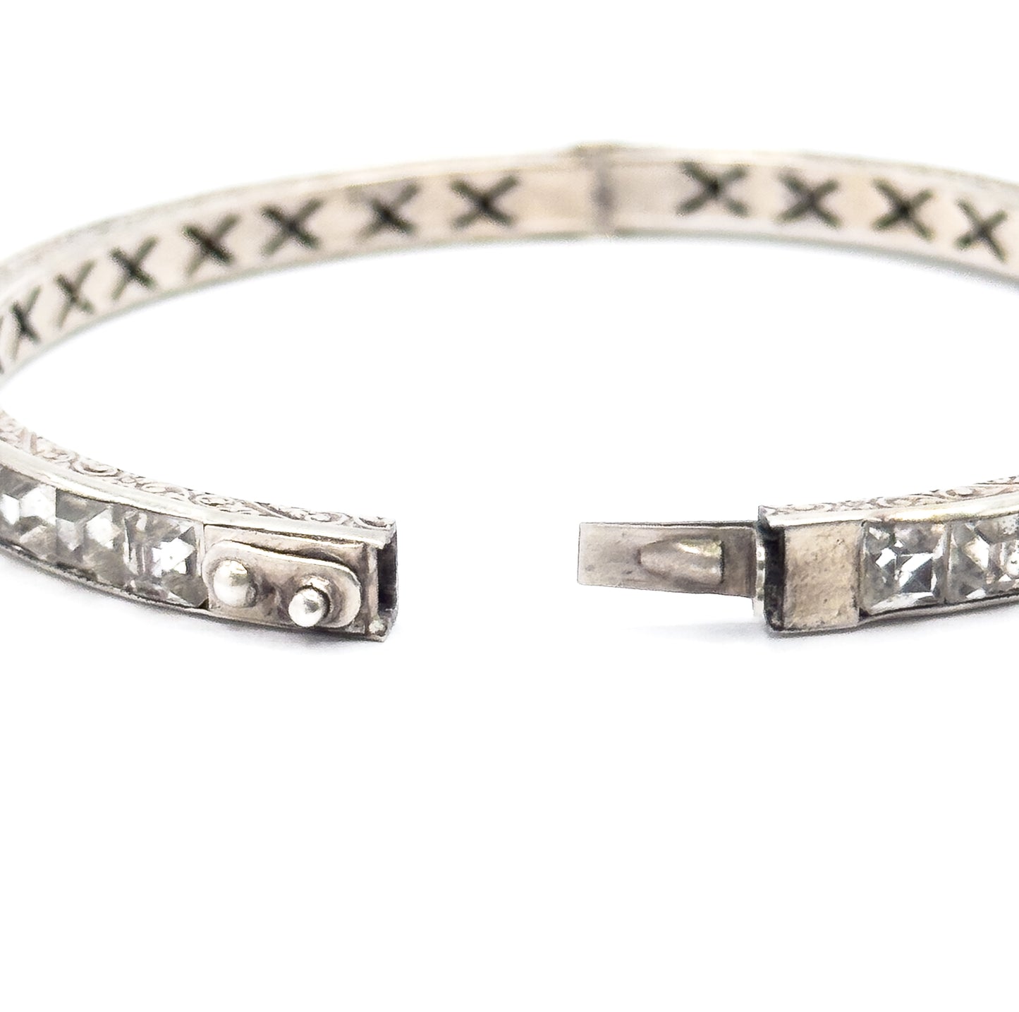 Art Deco Glass Channel Bracelet in Sterling Silver