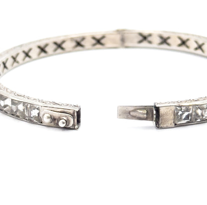 Art Deco Glass Channel Bracelet in Sterling Silver