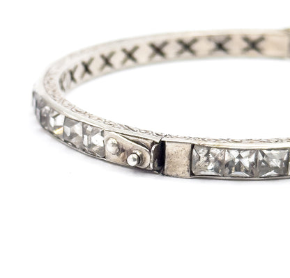 Art Deco Glass Channel Bracelet in Sterling Silver