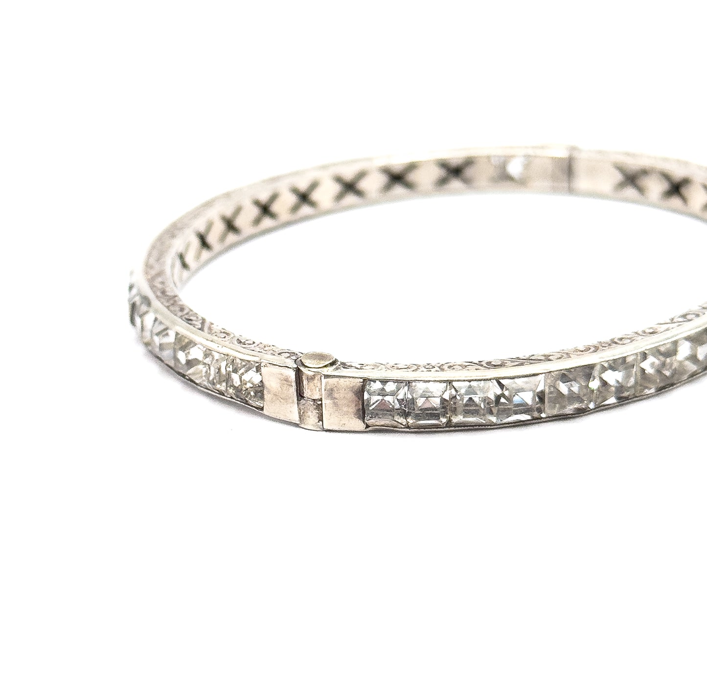 Art Deco Glass Channel Bracelet in Sterling Silver