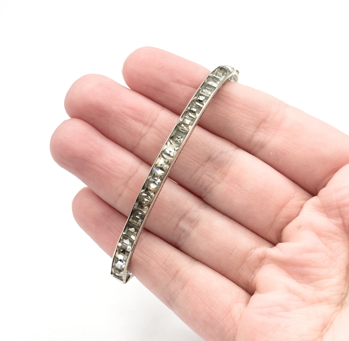 Art Deco Glass Channel Bracelet in Sterling Silver